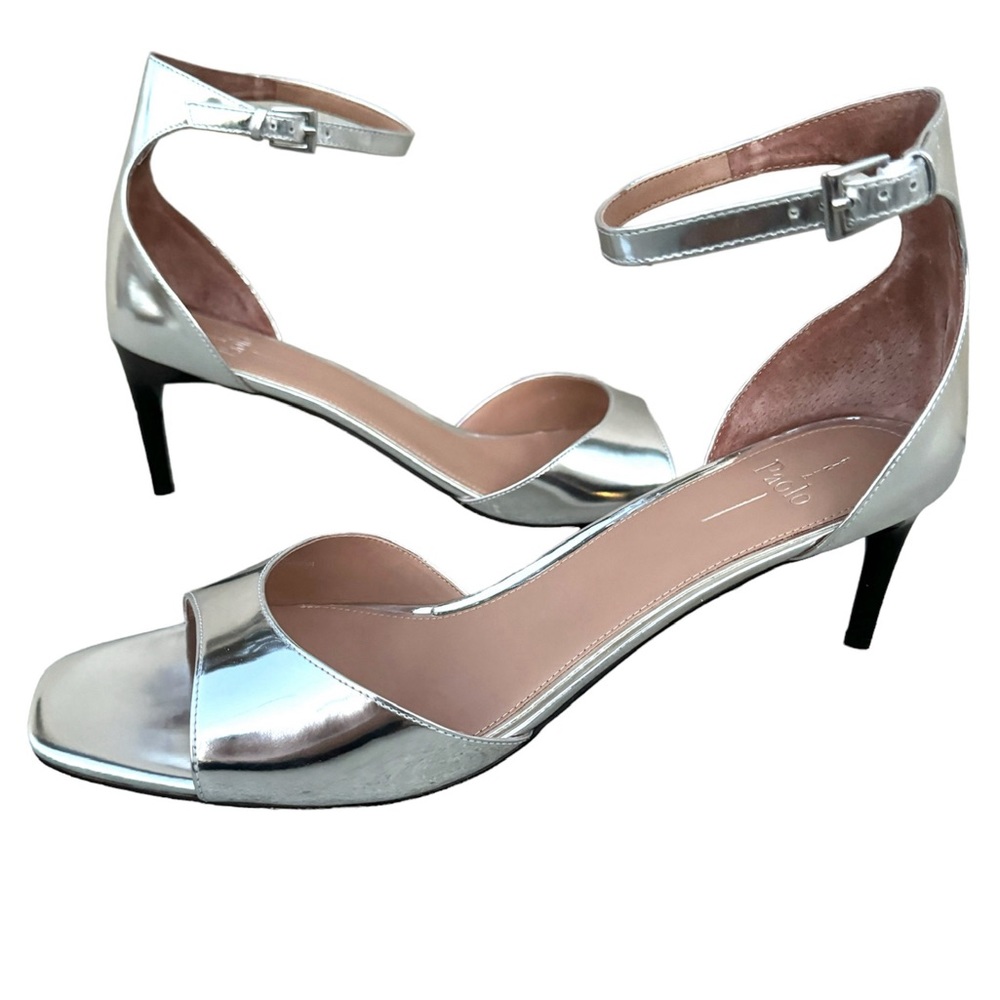 LINEA PAOLO silver heels sandals leather Strappy stilettos women’s 13 Nordstrom